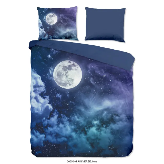 Pure polyester dekbedovertrek lits-jumeaux blauw