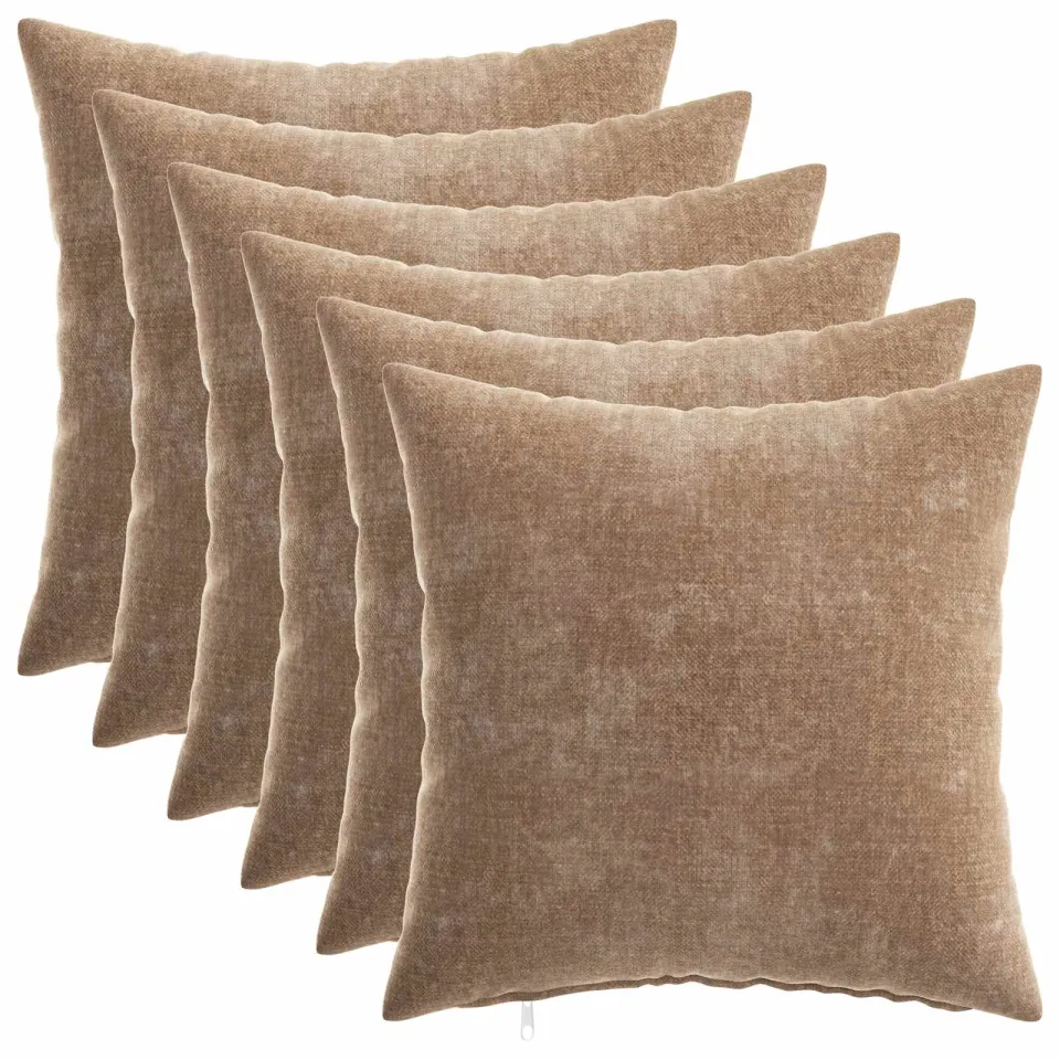 vidaXL Kussensloop 6 st HEERLEN Bruin 35 x 35 cm Chenille Stof, foto 3