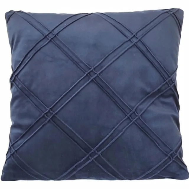 Granda Decoratieve Kussenhoes 45x45 cm Velours Donkerblauw 3D Ruit