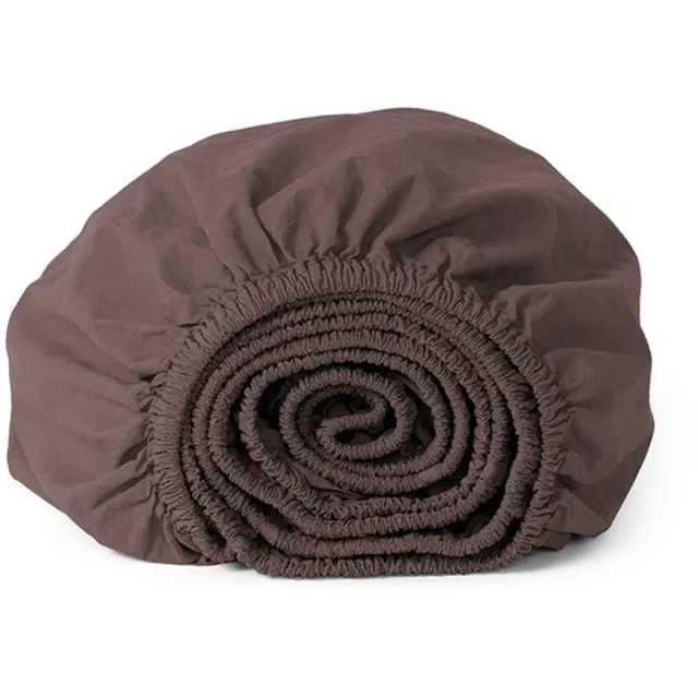 Yumeko hoeslaken percal katoen roasted bruin 140x200x30 - Biologisch & ecologisch