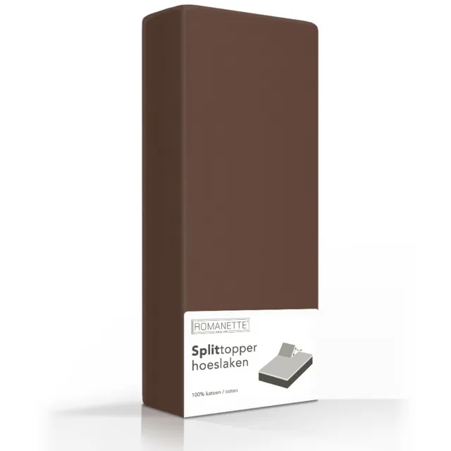 Romanette split-topper hoeslaken - Taupe - Lits-jumeaux (160x200 cm)
