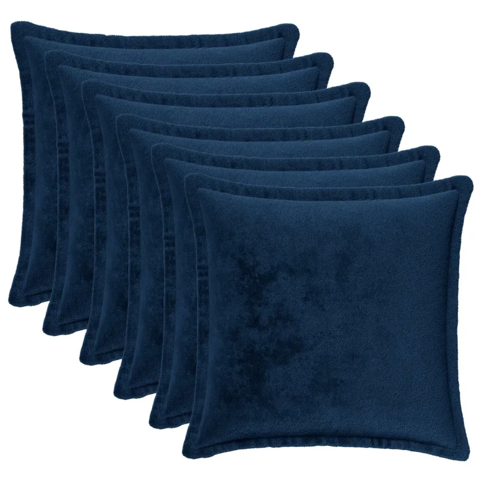 vidaXL Kussensloop 6 st HOUTEN Marineblauw 35 x 35 cm Flanel, foto 3