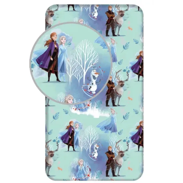 Disney Frozen Frozen Hoeslaken Eenpersoons - 90 x 200 cm - Katoen Blauw
