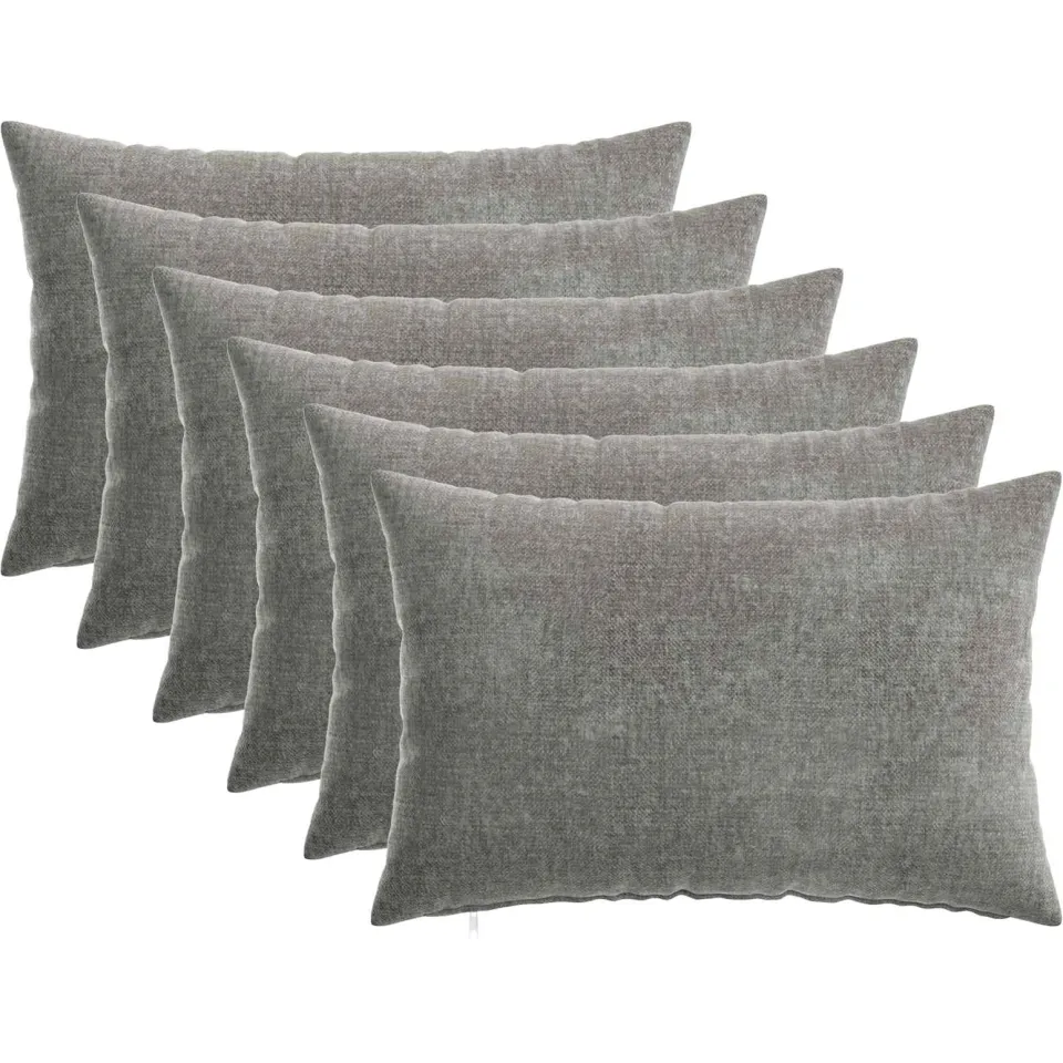 vidaXL Kussensloop 6 st HEERLEN Donkergrijs 50 x 70 cm Chenille Stof