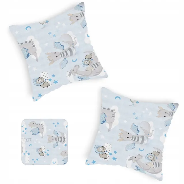Designpremium 2x Kussensloop 40x40 cm - Blauw met Draken en Beren