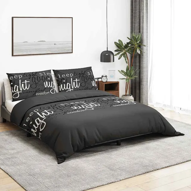 vidaXL Dekbedovertrekset 240x220 cm katoen zwart en wit, foto 2