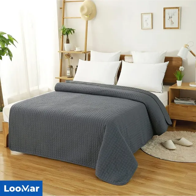 LooMar Dekbed - Hoesloos - Zonder Overtrek - Gewatteerd - Donker Grijs - 240 x 220 Dark Grey