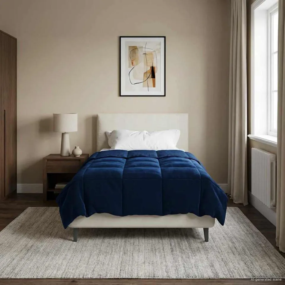 vidaXL Winter Dekbed 135 x 200 cm Winter Microfiber (100% polyester) blauw, foto 4