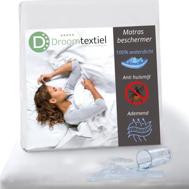 Droomtextiel Matrasbeschermer Waterdicht - 200x200 cm - Antibacteriëel - Rondom Elastiek - Incontinentie Molton Wit