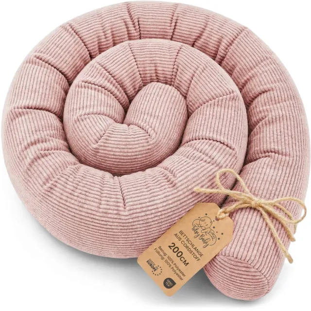Totsy baby Zijslaper kussen Lichaamskussen 200 cm - Lang kussen bed rol slaapkussen nek rol Decoratie voor kinderkamer Oeko-Tex Roze Corduroy