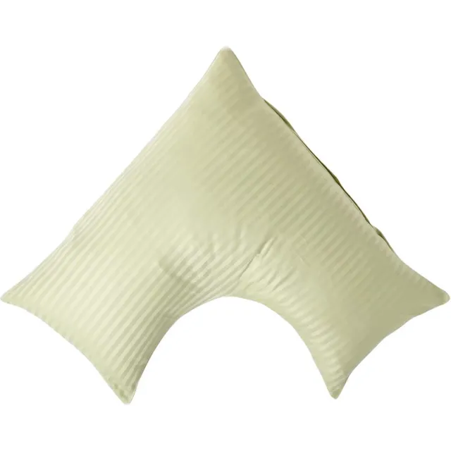 Homescapes Satijn Streep Katoen V-Kussensloop - Saliegroen - 100% Egyptisch Katoen - 330TC - 38 x 76 cm Limoengroen