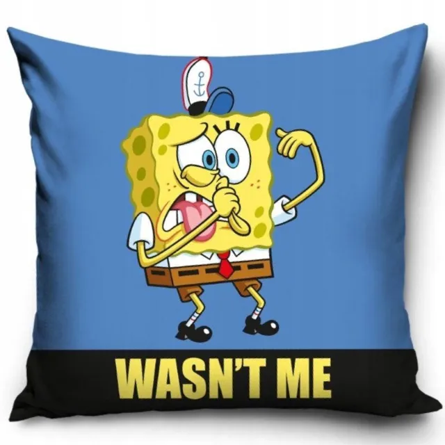 Carbotex SpongeBob Vierkant Kussensloop 40x40 cm Microvezel met Rits Blauw