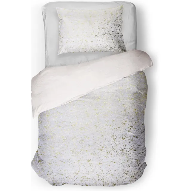 Eleganzzz Dekbedovertrek Foil Velvet - White - Dekbedovertrek 140x200/220cm - 100% Velvet - Eenpersoons dekbedovertrekken - Dekbedovertrek met Goud Wit