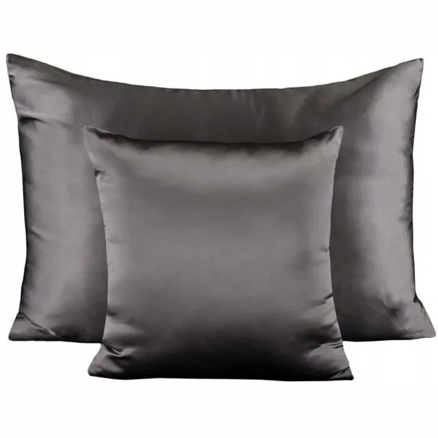 Malbery Merkloze Zijden Kussensloop 40x40cm Donkergrijs met Bies