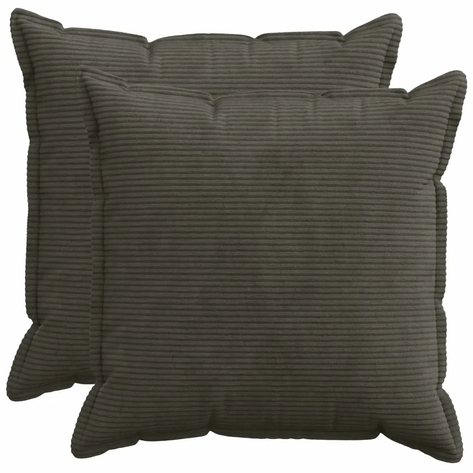 vidaXL Kussensloop 2 st HOUTEN Antraciet 60 x 60 cm corduroy, foto 2