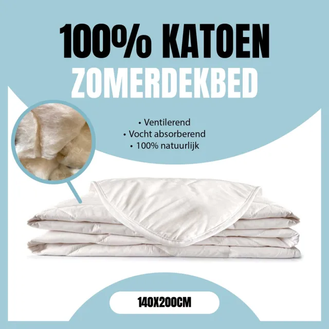 Eleganzzz 100% Katoen Zomer Dekbed - 100% Katoen - 200gr/m2 - Zomerdekbed 140x200cm - Zomerdekbed - Dekbed Zomer - Eenpersoons - Dekbedden wit