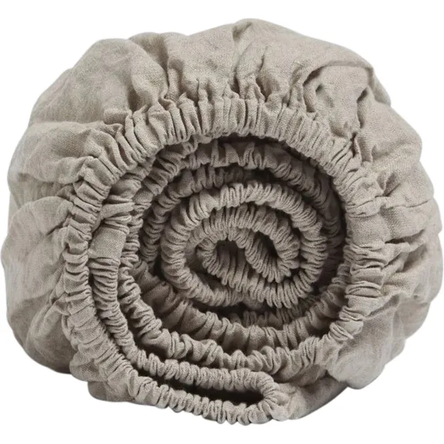 Yumeko hoeslaken gewassen linnen natuurlijk 90x200x30 - Biologisch & ecologisch Natural