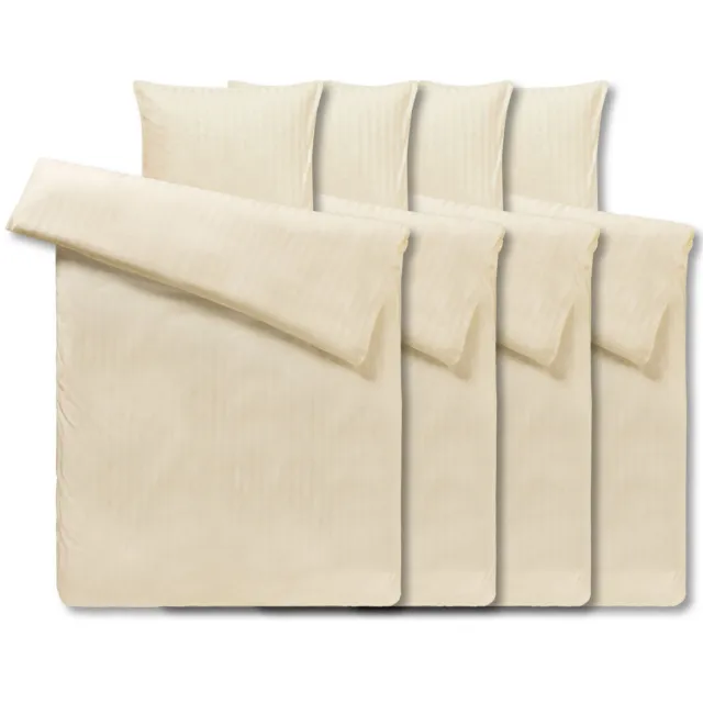 PULSIVA 4x PULSIVA Dekbedovertrekset Satina 20 mm; 160x210 cm (BxL), 65x100 cm (LxB); champagne; 4 set / verpakking