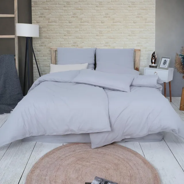 Ibenzoa Premium Lichtgrijze Katoenen Somerbedlinnen Set – 4 Stuks met Rits grijs