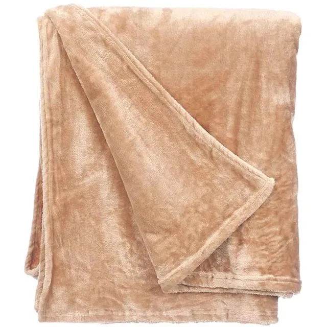 Giftdecor Fleece deken/plaid - beige - polyester - XL-formaat - 180 x 220 cm - Fluffy/zachte stof