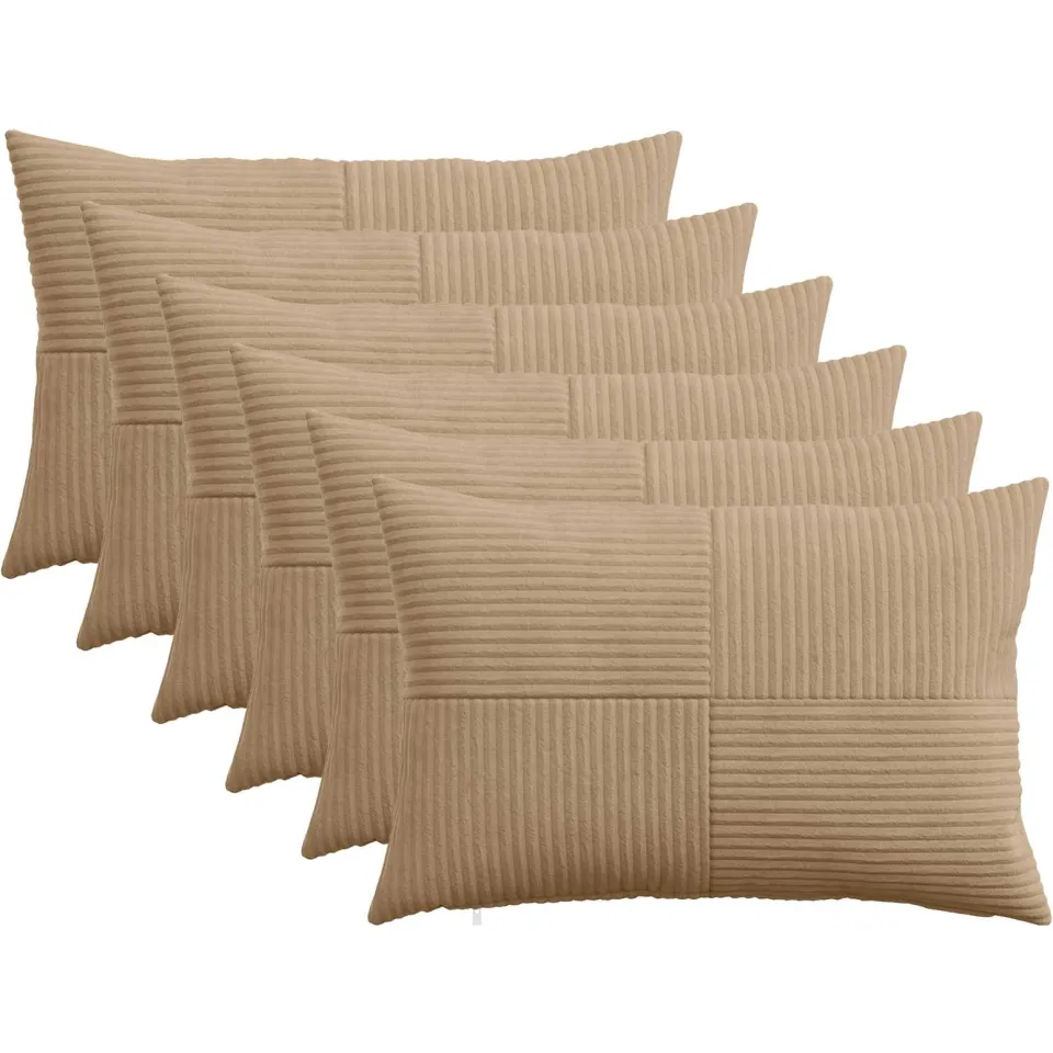 vidaXL Kussensloop 6 st ALMELO Bruin 30 x 50 cm corduroy, foto 3
