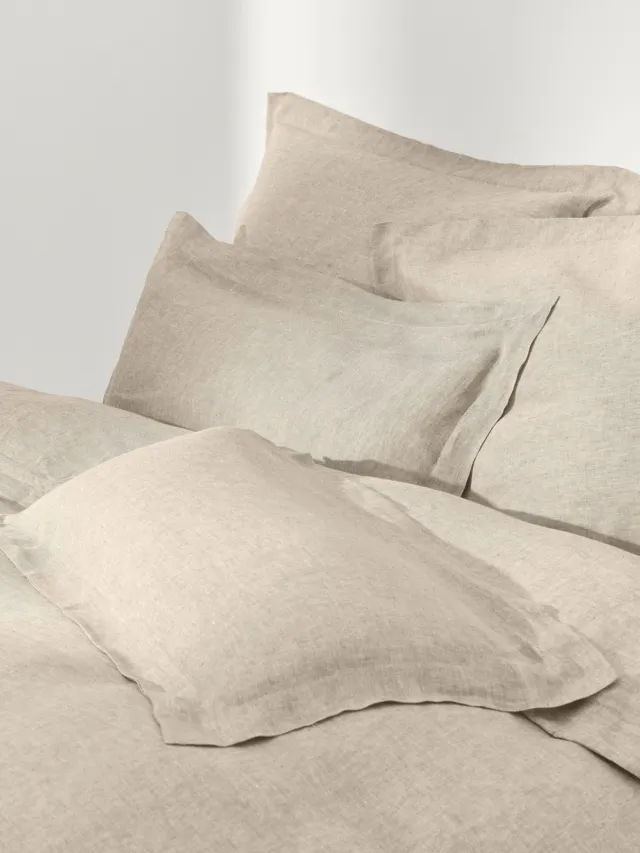 Westwing Collection Linnen dekbedovertrek Linna met Oxford rand Taupe