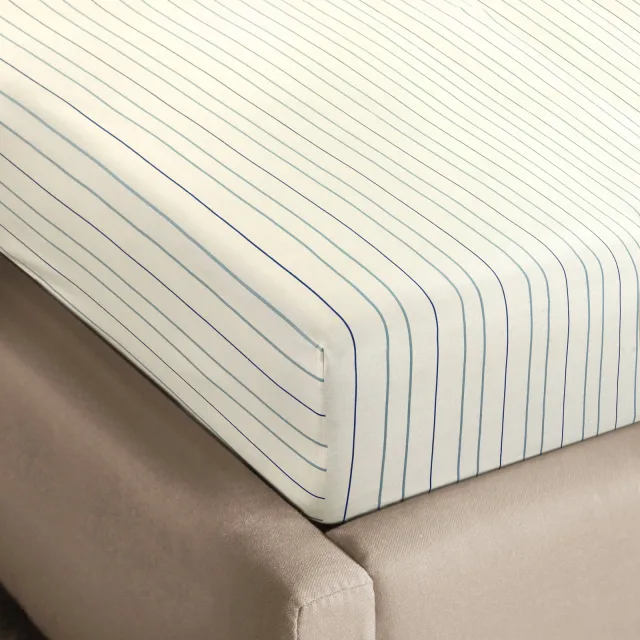 NOUS Living katoen hoeslaken crème Blauw