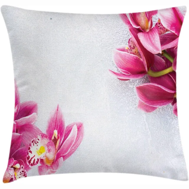 ABAKUHAUS Kussenhoes – Orchideeënpatroon – 45x45 cm – Wit-Pink Wit roze