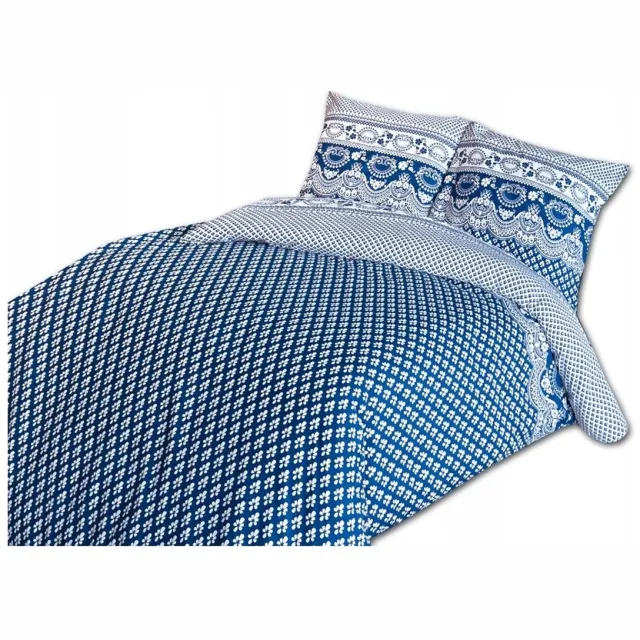 Darymex Katoenen satijnen dekbedovertrek , Darymex, blauw met witte bloemen