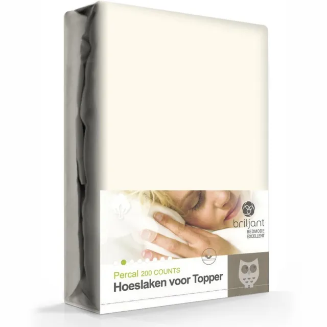 Briljant home Percaline katoen topper hoeslaken - Beige - 1-persoons (80x200 cm)