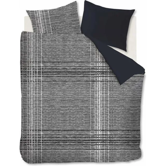 vtwonen Check XL dekbedovertrek - Lits-Jumeaux - 240x200/220 - Zwart