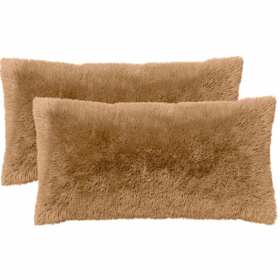 vidaXL Kussensloop 2 st HEERLEN Taupe 40 x 70 cm PV Fleece, foto 3