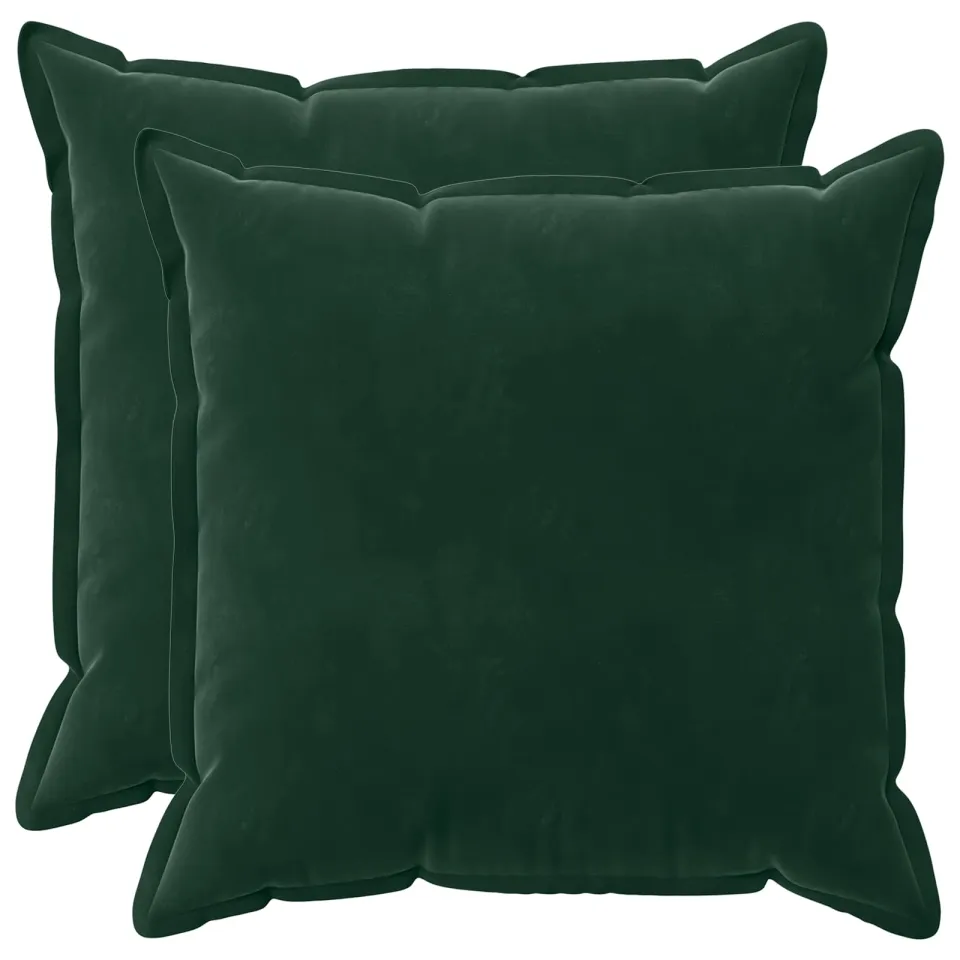 vidaXL Kussensloop 2 st HOUTEN Donkergroen 70 x 70 cm Fluweel groen, foto 3