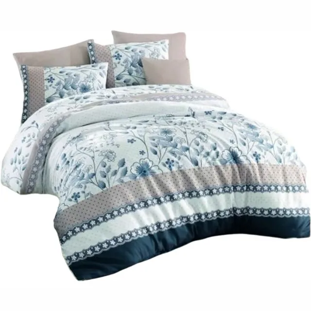 bigbuy Home Dekbedovertrek set Blauw Bed van 200 3 Onderdelen Multicolor