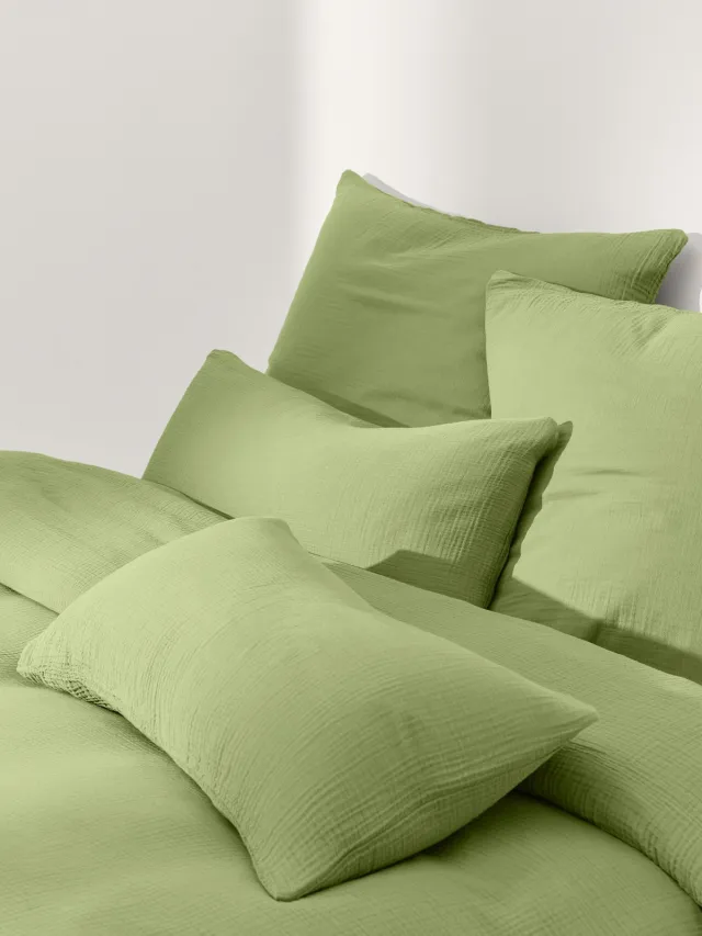 Westwing Collection Mousseline dekbedovertrek Odile Groen