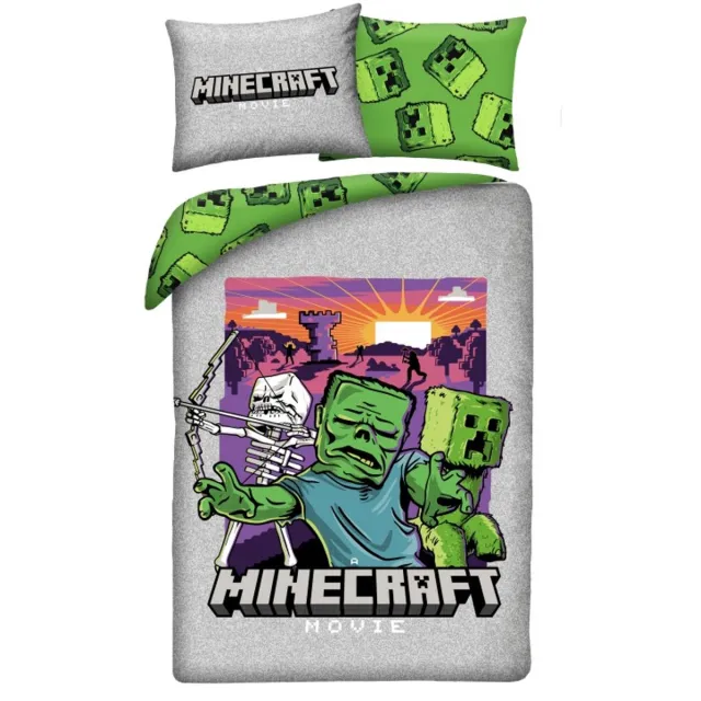 Minecraft Dekbedovertrek A Movie - Polyester Grijs