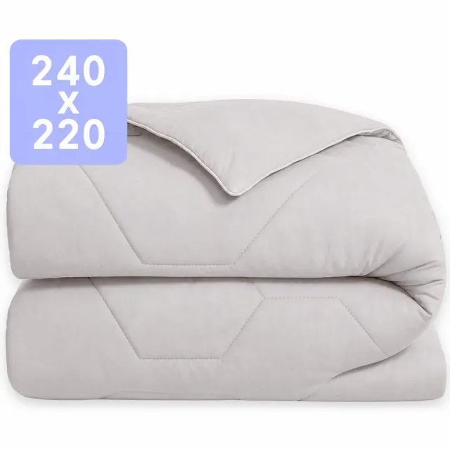 Happybed Dekbed zonder overtrek 240x220 - Wasbaar Zomerdekbed - Bedrukt dekbed zonder hoes - Hoesloos Dekbed - Lits Jumeaux - Grey