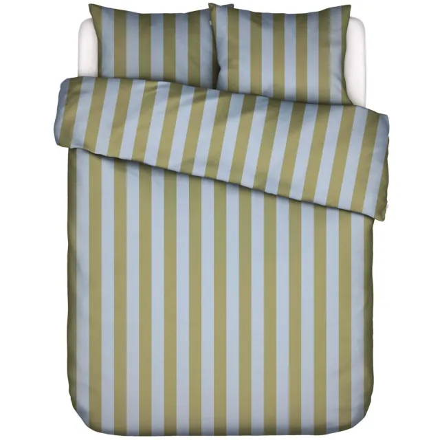 Essenza katoen satijnen dekbedovertrek minte stripe Cedar green - Ice blue