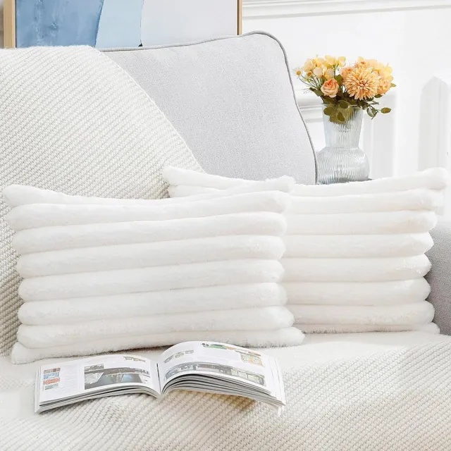 MIVRAY Kussenslopen – Sierkussensloop Set Van 2 Met Fluweel, Zachte Kussenslopen Met Rits Voor Bank En Bed – 30x50 Cm – Fluweel – Wit