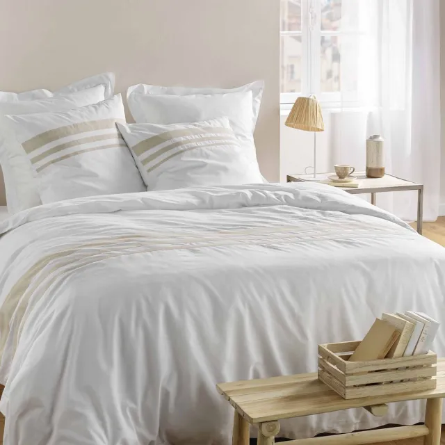 Douceur d intérieur Complete bed linen with decorative stripes MARGAUX, 240 x 220 cm