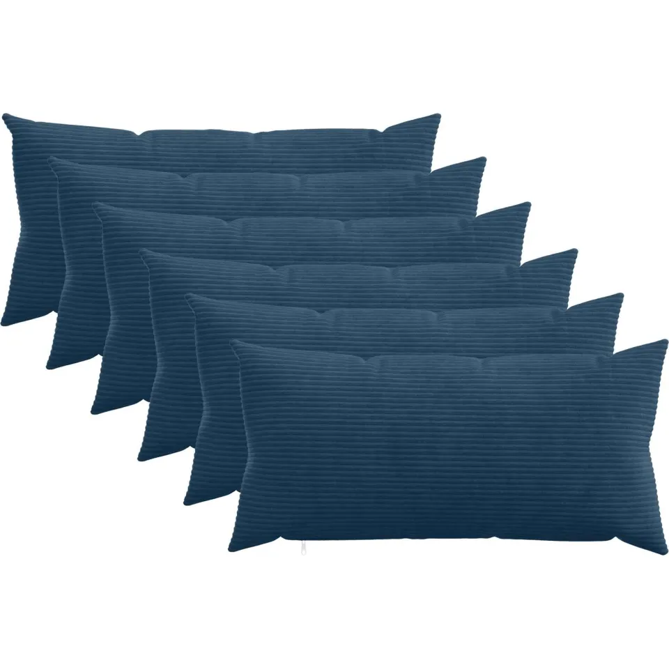 vidaXL Kussensloop 6 st HEERLEN Marineblauw 40 x 70 cm corduroy, foto 3