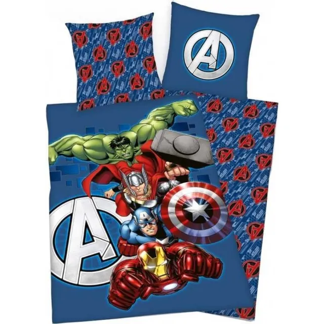 Marvel Avengers dekbedovertrek - 140 x 200 cm. - Marvel Avengers dekbed - eenpersoons Blauw