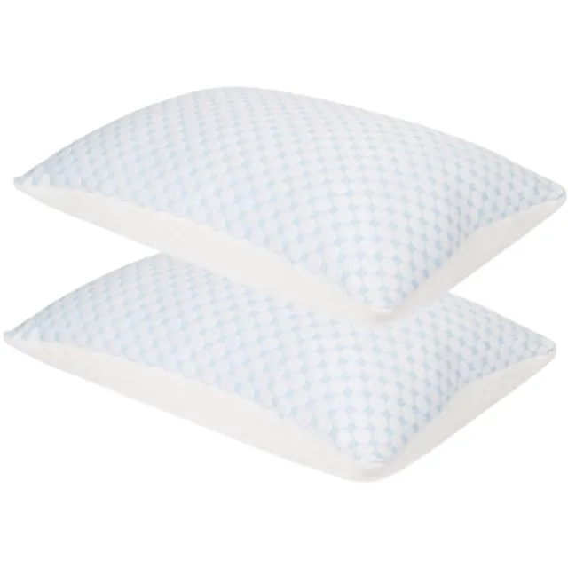 Princess Line Ergonomisch Hoofdkussen – Verstelbaar Traagschuim | Verkoelend & Ondersteunend | 50x70cm | 30 Dagen Proefslapen | Voordeelset 2Stuks Wit & Blauw