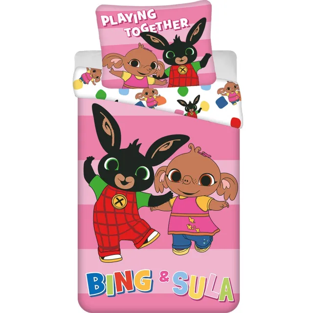 Bing Bunny Dekbedovertrek Playing Together - 140 x 200 cm / 70 x 90 cm - Katoen Roze
