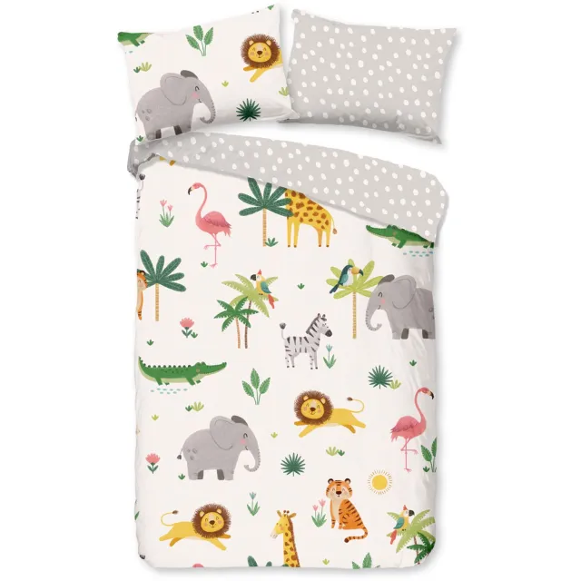 Good Morning dekbedovertrek tropische dieren - Ledikant/ baby - Ecru - 100% Katoen renforce