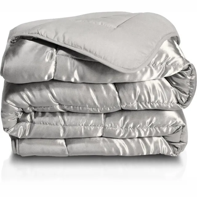 decoware Easy dekbed en overtrek in 1 - Glans satijn - 250 gsm - Silver Grey - tweepersoons - 200x200 cm Grijs