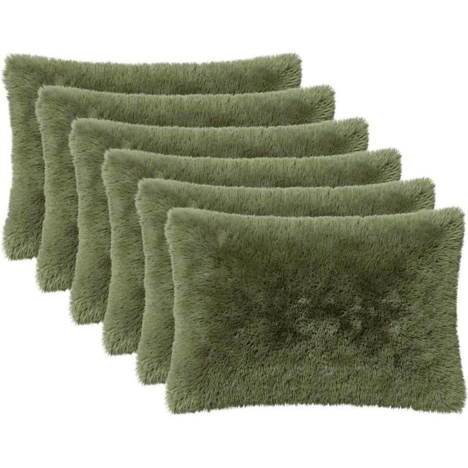 vidaXL Kussensloop 6 st HEERLEN Groen 50 x 70 cm PV Fleece, foto 3