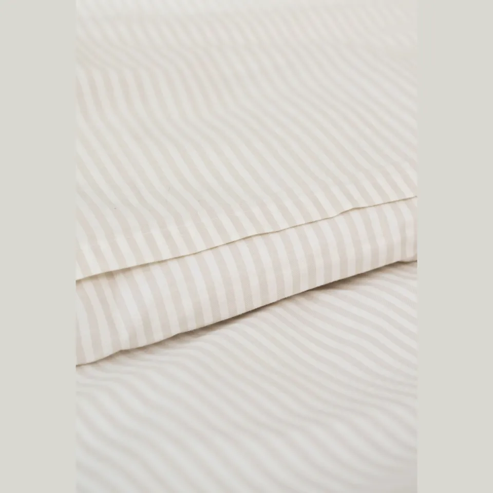 MELA unisex vegan Beddengoedset Majuli Birch Naturel Wit Gestreept, foto 2