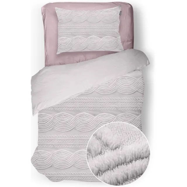 Eleganzzz Dekbedovertrek Jacquard Teddy Pluche - Baby Pink - Jacquard Teddy Dekbedovertrek - Dekbedovertrek 140x200/220cm - Eenpersoons dekbedovertrekken - 140x220cm - Teddy Dekbedovertrek - Fluffy Dekbedovertrek - Effen Dekbedovertrek Jacquard Teddy Pluche Baby Pink