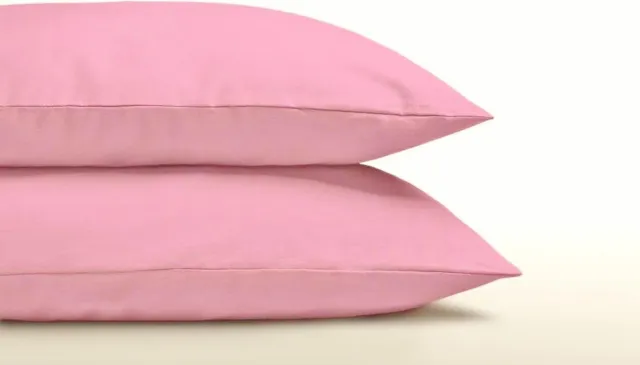 Dreamhouse Set van 2 effen ROZE (zachtroze / rose) kussenslopen (kussensloop) KATOEN voor hoofdkussen van 60 x 70 cm (uni / effen beddengoed, cadeau Sint & Kerst!)